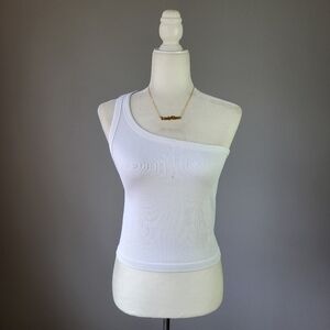 AVOCADO // white soft stretch ribbed one shoulder top